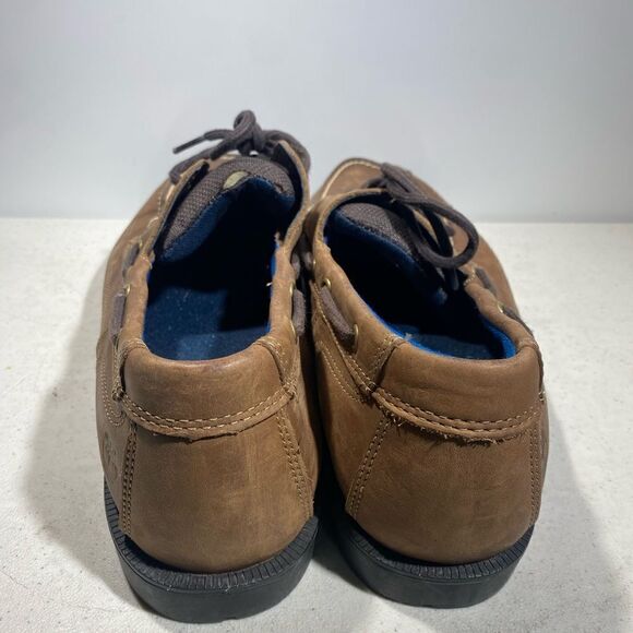 Timberland Mens Size 13 Two-Eye Brown Leather Deck Shoes Lace Around - Picture 5 of 8